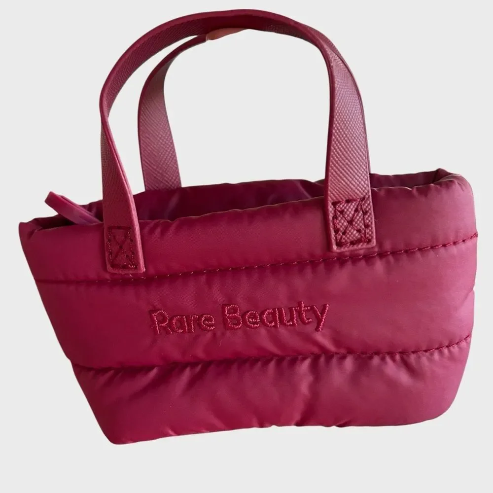 Rare Beauty Mini Puffy Traveler Tote Keychain Rich Berry NIP